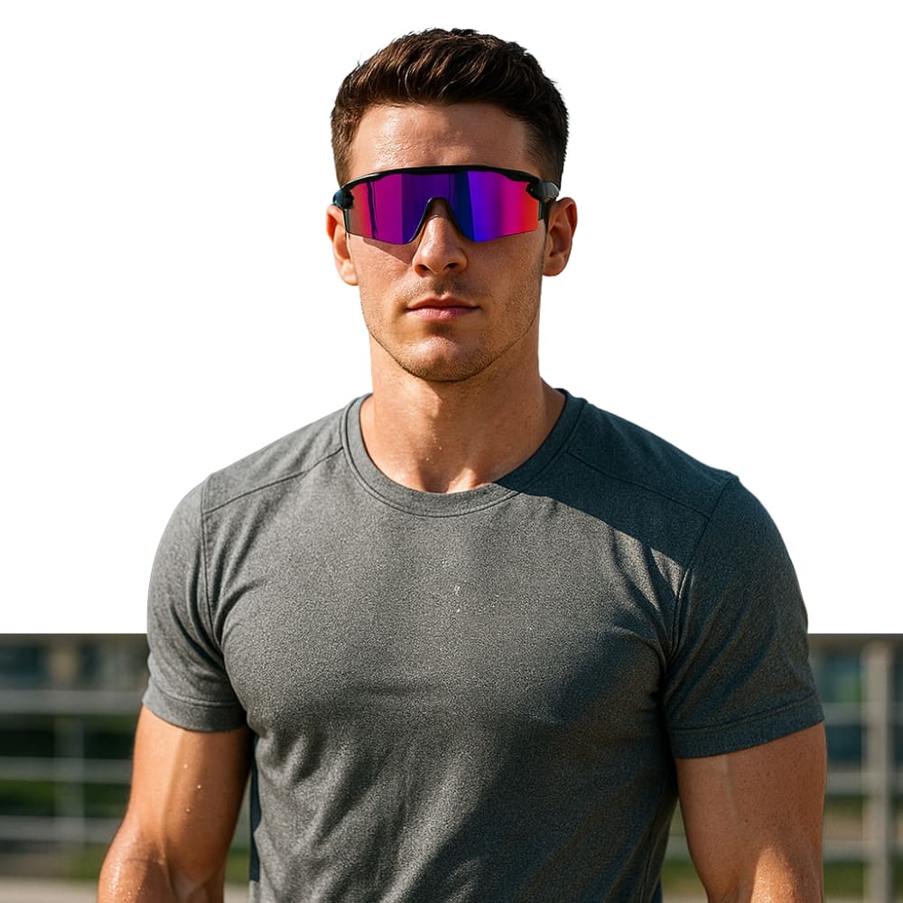 ÓCULOS ESPORTIVO - PRETO + ROSA/ROXO